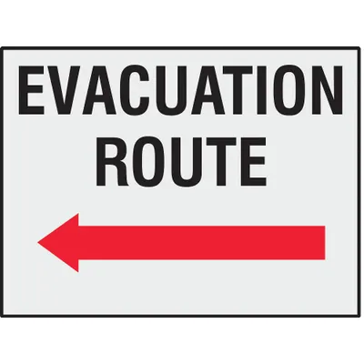 BRADY Evacuation Route Signs, Adhesive Mount, Not Retroreflective, 8 Pack