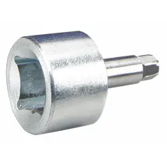 This drive tool is designed for installing self-locking inserts into concrete or masonry. It accommodates 3/8 in screw anchors made of zinc-plated steel. The tool operates with inch-system measurements and is used in construction and industrial fastening applications requiring secure anchoring.