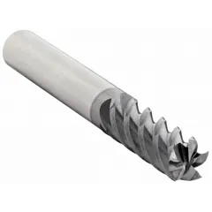 Carbide square end mill with AlTiN coating and 5-flute geometry, designed for milling steel and cast iron. Mill diameter 1/4", length of cut 3/4", overall length 2-1/2". Suitable for general metal fabrication, mold making, and die work.
