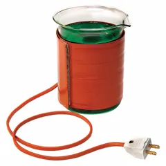 Silicone rubber beaker heater for 1 L Griffin and standard size beakers. 350 W power output, 17 1/4 in length, 4 1/4 in width. Requires separate controller (not included). Ungrounded, no backing.