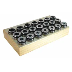 This 59-piece TG100 collet set from TECHNIKS covers inch-sized tooling from 3/32 in to 1 in. Designed for use in CNC milling, drilling, and machining centers, it provides secure clamping and concentricity for industrial metalworking applications.