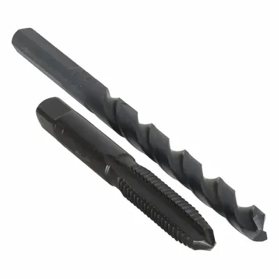 MILWAUKEE 49-57-5534 Plug Tap and Drill Bit Set, 1/4"-20 Tap, #7 Drill, 2-Piece - Drill Bit & Hand Tap Sets