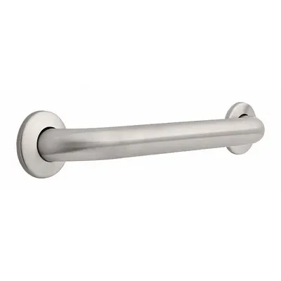 FRANKLIN BRASS Wall Grab Bar: Straight, 16 in Lg, 1 1/2 in Dia, Stainless Steel - Standard Grab Bars