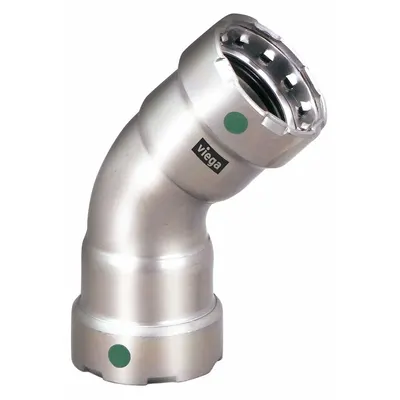 VIEGA MEGAPRESS Crimp Elbow Fitting: 1 1/2 in Pipe x 1 1/2 in Pipe Size, Press-fit x Press-fit - Potable Water Stainless Steel Press Fittings