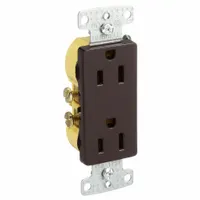 HUBBELL Receptacle: Decorator Duplex, 5-15, Brown, 125V AC, 15 A, 2 Pole / 3 Wire (MPN RRD15)