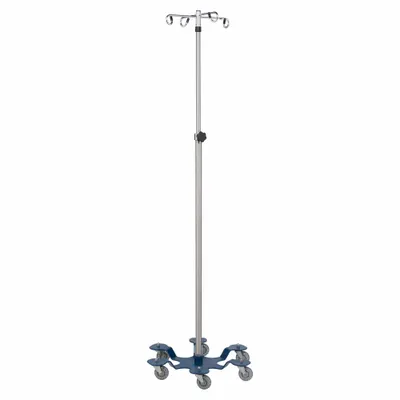 BLICKMAN 1370SS-4 Stainless Steel IV Pole with 4 Hooks - Standard IV Poles