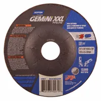 General purpose combination wheel for cutting and grinding carbon steel and stainless steel. Type 27 design with 24 grit aluminum oxide, sized 5" diameter, 1/8" thickness, and 7/8" arbor hole. Suitable for metal fabrication, maintenance, and repair tasks requiring both cutting and grinding in a single operation