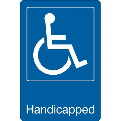 CONDOR Facility Sign: Acrylic, Adhesive Sign Mounting, 9 in x 6 in Nominal Sign Size - Handicapped Signs
