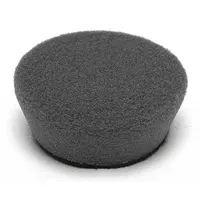 This 2 in diameter black foam polishing pad features a smooth texture and hook-and-loop backing for attachment to compatible polishers. The beveled cut and finish allow precise control on fiberglass surfaces such as vehicle body panels and marine gelcoat