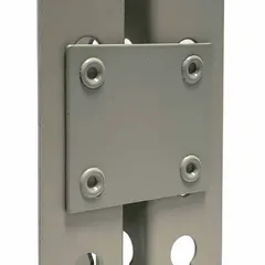 Steel connector plate for boltless shelving systems. Provides structural reinforcement at shelf joints. Gray finish. Dimensions: 1/8 in x 2 7/8 in x 2 5/8 in.