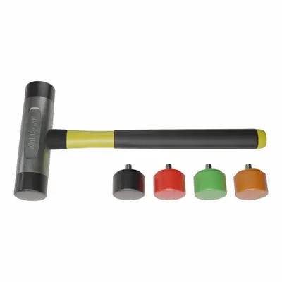 AMERICAN Replaceable Tip Hammer: Urethane, 1 1/2 lb Head Wt, 1 1/2 in Tip Dia, 14 1/2 in Overall Lg - Rubber-Tip Hammers