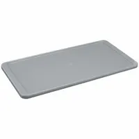 This fiberglass lid is designed for use with extreme-temperature stacking totes in industrial environments. It provides a durable, non-corrosive cover for tote contents in high-heat or cold applications. Compatible with manufacturer model number 8084085269