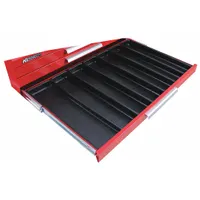 This KENNEDY divider is designed for 34-inch drawers, featuring seven compartments and a 2-inch insert. It organizes tools and small parts within compatible Kennedy brand tool chests. Suitable for use in workshops and industrial maintenance environments
