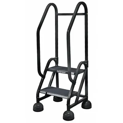COTTERMAN Rolling Ladder: 1.5 ft Platform Ht, Partially Assembled, Steel - Steel Ultra-Stable Weight-Actuated Ladders