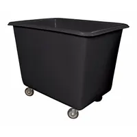 This cube truck has a capacity of 800 lb and dimensions of 40 in L x 28 in W x 30 1/2 in H. It features (4) swivel casters for high maneuverability in confined spaces. Suitable for transporting bulk materials in warehouses, factories, and distribution centers