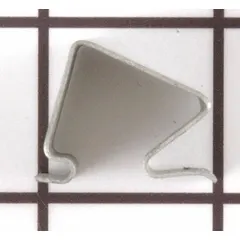 Genuine OEM washer front top clip that secures the top panel on Whirlpool washing machines and dryers. Used to ensure proper assembly and operation of the appliance.