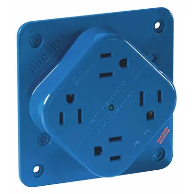 BRYANT 1254SA Quad Receptacle, NEMA 5-15, Blue, 125V AC, 15A, 2 Pole/3 Wire - General Purpose Receptacles