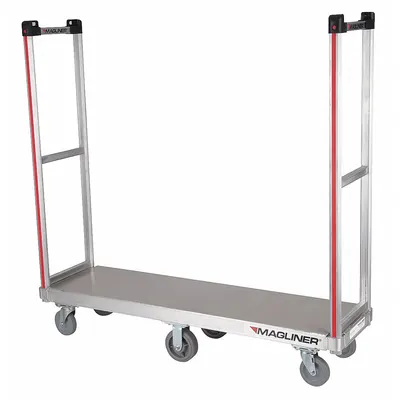 MAGLINER Platform Truck: 1,200 lb, 60 in L x 16 in W x 10 in H Deck, Thermoplastic Rubber - Aluminum-Deck Platform Trucks with Tall Handles