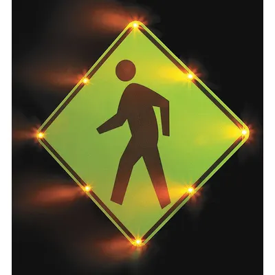 LED W11-2 MUTCD Diamond Grade Aluminum Flashing School Crossing Sign - Flashing LED School Crossing Signs
