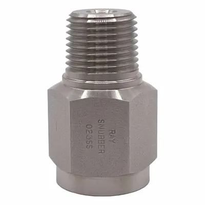 RAY Pressure Gauge Snubber: Stainless Steel, Piston, Stainless Steel NPT - Piston-Type Snubbers for Air, Water & Steam