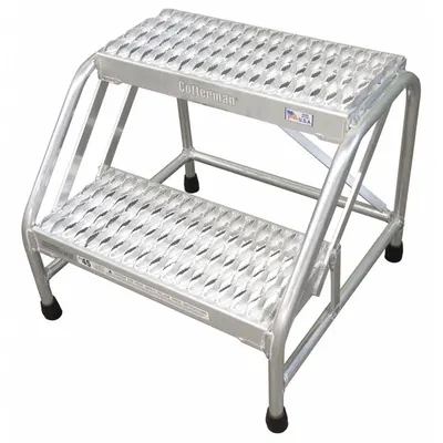 COTTERMAN Step Stool: 2 Steps, 1.7 ft Overall Ht, 500 lb Load Cap, Aluminum - Rigid Step Stools