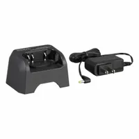 The KENWOOD KSC-50K is a single-unit charger designed for NX-P500 series portable radios. It operates on 120 V AC and charges one radio at a time. Suitable for use in professional communication environments where reliable charging is required