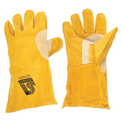 STEINER Welding Gloves: Keystone Thumb, Gauntlet Cuff, Premium, Yellow Cowhide - Stick Welding Gloves with Cowhide Leather Palm