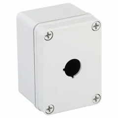 This WIEGMANN enclosure is a non-metallic housing designed for one 22mm push button operator. It carries a NEMA 4X rating, making it suitable for washdown and corrosion-resistant environments. Typical applications include food processing, chemical plants, and outdoor installations where moisture and corrosive agents are present.