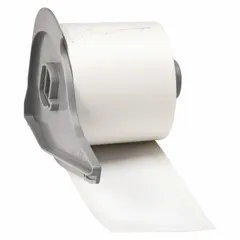 Continuous label roll measuring 2 inches by 50 feet, made of white gloss polypropylene for indoor use. Designed for thermal transfer printing with the BMP71 printer series. Suitable for creating identification labels for asset tracking, cable marking, and facility signage.
