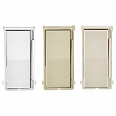 This line voltage dimmer from LEVITON's Decora Slide series controls fluorescent and LED lighting loads. It operates at 120V AC and supports 1-pole and 3-way wiring configurations, requiring a neutral connection. The load rating is 300W for CFL and LED lamps, or 600VA for electronic low-voltage (EVL) loads. Typical applications include offices, conference rooms, and hallways where smooth dimming of compatible lamps is needed.