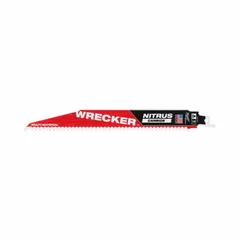 General purpose carbide reciprocating saw blade with 6 teeth per inch, 9-inch length, and 0.05-inch thickness. Designed for straight cuts in wood, metal, and plastic during demolition, plumbing, and construction tasks.