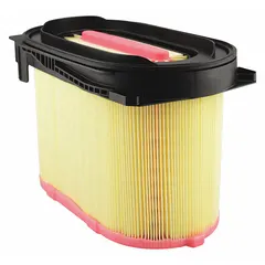 Engine air filter with oval shape and axial seal, 6-7/8 in inside diameter. Designed for Caterpillar buses. Ensures clean air intake for diesel engines in heavy-duty transit applications.