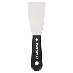 This spreading tool features a stainless steel blade for corrosion resistance and a polypropylene handle. The tapered blade shape allows for precise application and smoothing of putty, filler, or adhesive. Suitable for construction, drywall finishing, and general maintenance tasks where rust resistance is required.