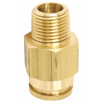 PARKER Push-Fit Adapter Fitting: 1/4 in OD x 1/8 in Pipe Fitting Size, Push-to-Connect x MNPT - Brass Air Brake Fittings