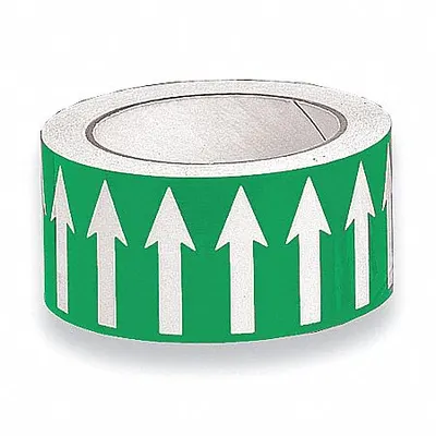 HARRIS INDUSTRIES Banding Tape: Green, White, 2 in Wd, 54 ft Roll Lg, Vinyl, 2 in Roll Wd - Pipe Marker Directional Flow Arrow Banding Tape