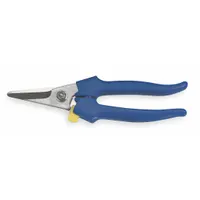 WESTWARD Shears: Right-Hand, 7 1/2 in Overall Lg, Partially Serrated, Stainless Steel, Rounded, Blue