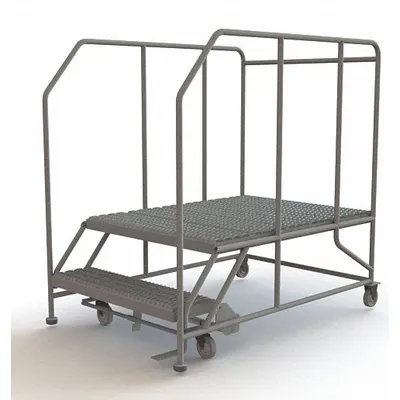 TRI-ARC Mobile Work Platform: 1.7 ft Platform Ht - Max, 36 in x 47 in, Steel - Manual-Lock Rolling Single-Access Platforms