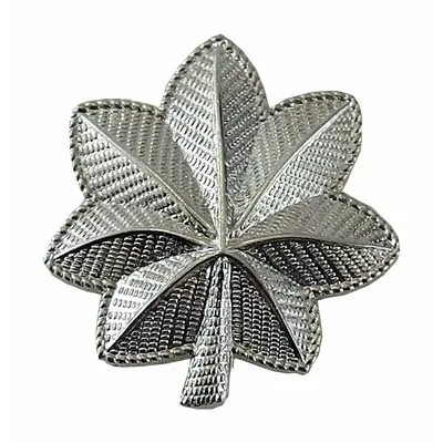 HEROS PRIDE Metallic Insignia, Leaf, 1 in, Silver, Metal, Pin and Safety Catch