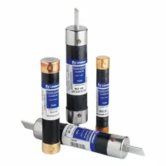 Class K5 fast-acting blade fuse rated 350 A at 250 V AC and 250 V DC. Non-indicating design for overcurrent protection in industrial circuits such as motors and transformers.