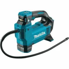 This cordless inflator operates on 18V DC power, delivering up to 160 psi maximum pressure. It includes a 25 1/2-inch hose for portable inflation of tires, sports equipment, and inflatables in automotive, construction, and maintenance applications where AC power is unavailable.