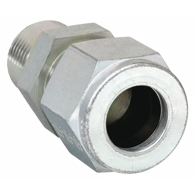 PARKER Compression Fitting Adapter: 3/8 in OD x 1/4 in Pipe Size, 9/16-20 Thread Size - Double-Ferrule Steel Compression Fittings
