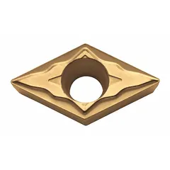 Diamond indexable turning insert for precision machining of hard, abrasive materials. Suitable for turning operations on ceramics, glass, and composites. Provides wear resistance and consistent cutting performance in finishing applications.