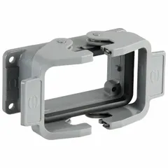 This HARTING rectangular connector housing is designed for bulkhead mounting in industrial applications. Constructed from gray aluminum die-cast, it features an IP65 rating for protection against dust and water jets. The dual-lever locking mechanism secures the connection, and the NBR seal ensures reliable sealing. Suitable for use in factory automation, robotics, and machinery where rugged enclosures are required, it operates in temperatures from -40 to 125 °C.