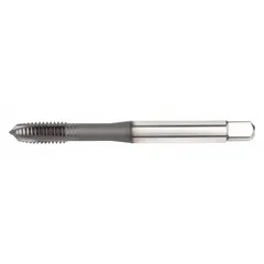General purpose spiral-point tap with M2.5x0.45 metric thread, 6H tolerance, plug chamfer, and black oxide cobalt finish. Features 2 flutes for efficient chip evacuation in through-hole or blind-hole threading applications in ferrous and non-ferrous materials.