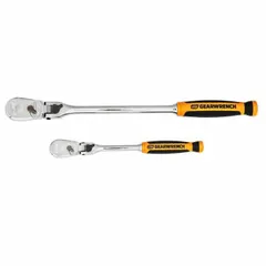 This standard-head ratchet features a reversible drive and full polish chrome finish. With a 4° minimum arc swing and non-magnetic construction, it is suited for tightening and loosening fasteners in confined spaces during mechanical assembly and maintenance tasks.