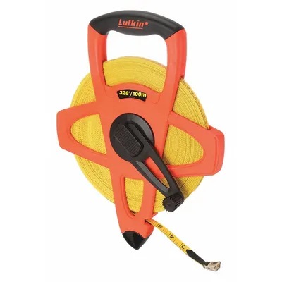 CRESCENT LUFKIN Long Tape Measure: Manual, FM100CME, Metric/SAE, 328 ft / 100 m, 1/8 in/1 cm - Open-Reel Long Tape Measures