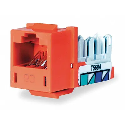 HUBBELL PREMISE WIRING Cat 6 RJ45 Modular Jack, 1-Port, Orange - Category Jacks