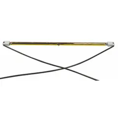 This replacement heater lamp is designed for use in HVACR heaters and heat exchangers. It operates at 240 V and serves as a direct replacement part to restore heating function in compatible equipment.