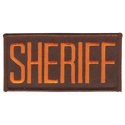 HEROS PRIDE Embroidered Patch: Sheriff, 4 in x 2 in, Brown/Gold, Plastic, Sew-On - Embroidered Insignia