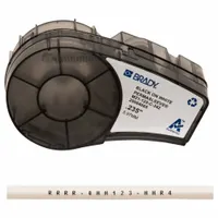 This continuous sleeve label roll cartridge is designed for on-demand wire and cable identification. The 1/4 in polyolefin sleeve in white matte finish accommodates 16 AWG to 22 AWG wire gauge. It is compatible with the M210-LAB printer series for industrial marking applications